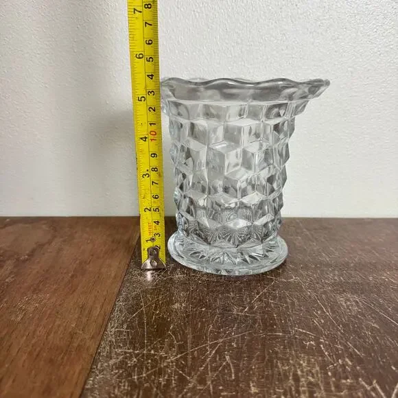 Fostoria American‎ Vintage MCM flared crystal clear glass flower vase - Picture 2 of 10